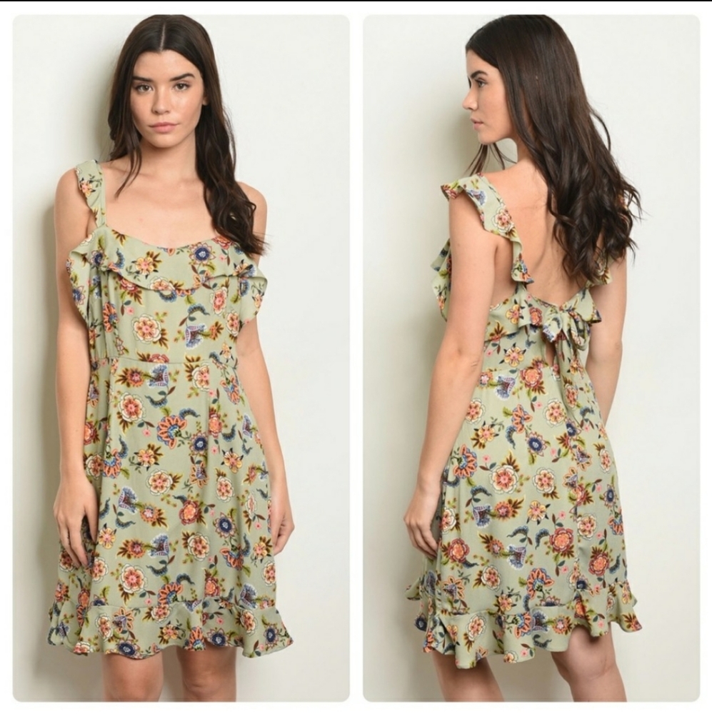 👾 Sage Floral Dress